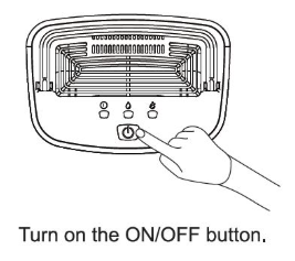 Image showing the step of turning the dehumidifier on with the ON/OFF button